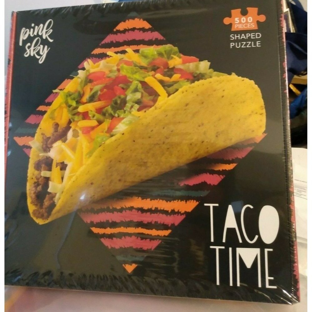 TACO TIME PUZZLE 500 PCS TACO-SHAPED PUZZLE BY PINK SKY 20" X 15" NEW - Picture 1 of 4